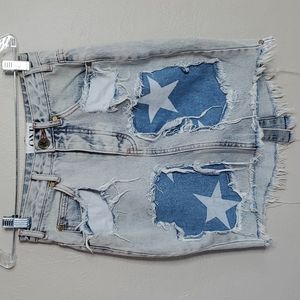One Teaspoon Diamonde 2020 Star Print Denim Fitted Skirt Size 26